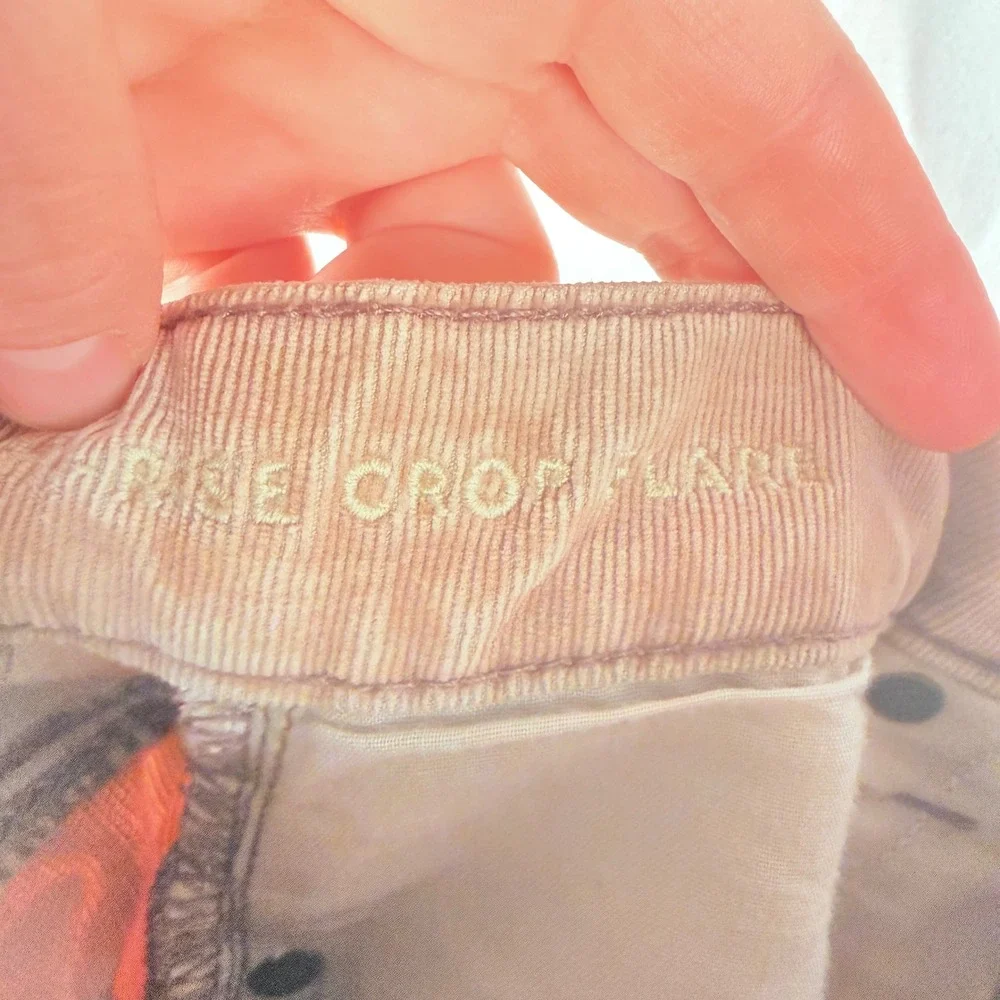 American Eagle Hi-Rise Crop‎ Flare Dusty Pink Corduroy Pants Size 2 Distressed
